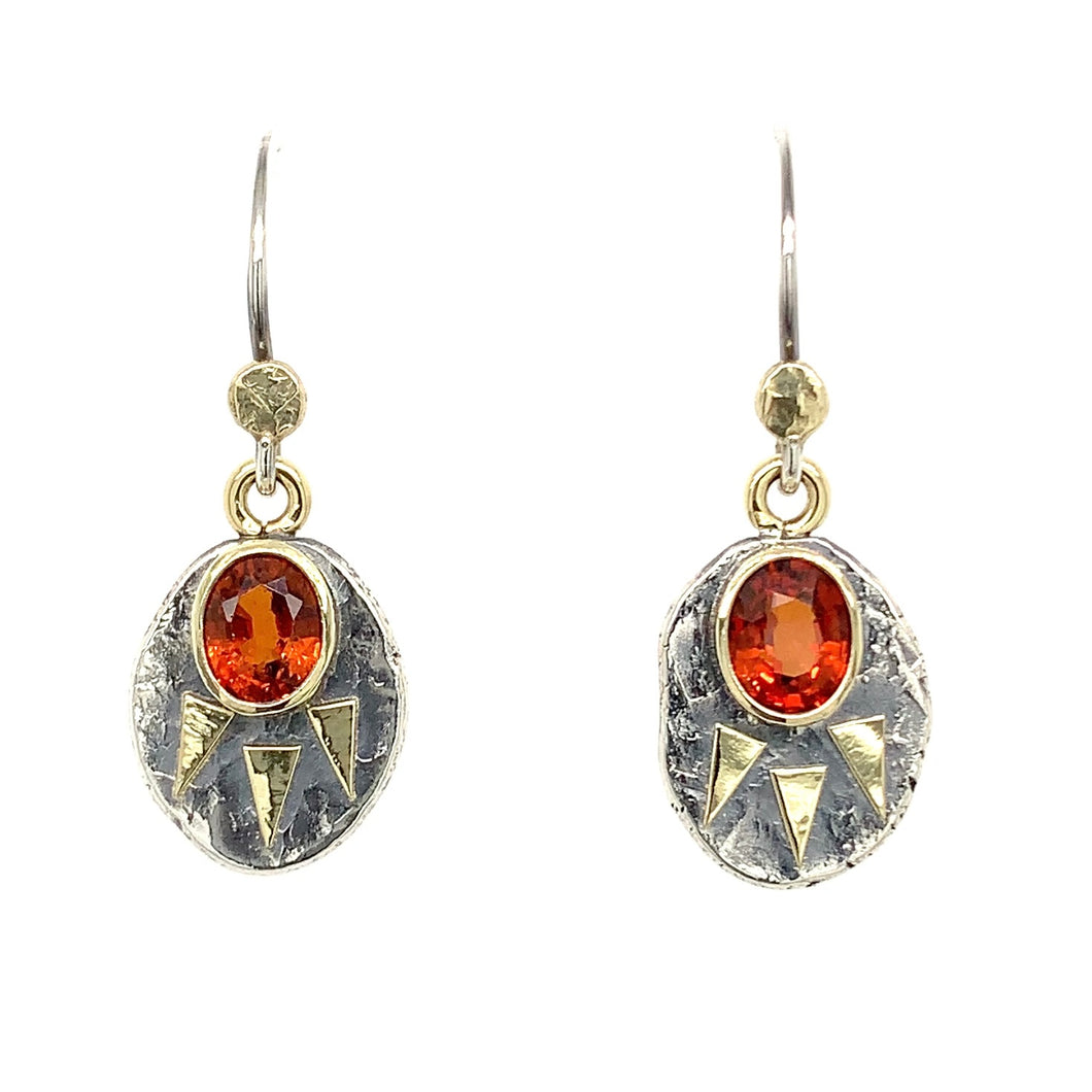 “Radiant” - Spessartite Garnet 14K Gold & Silver Earrings