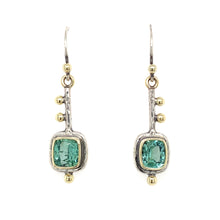 Load image into Gallery viewer, “The Keys To My Heart Belong To Her” - Teal Tourmaline 14K Gold &amp; Silver Earrings
