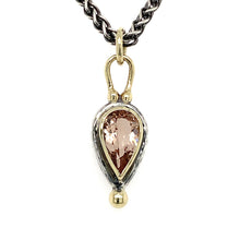 Load image into Gallery viewer, “She’s Got That Peachy Perfection” Peach-Pink Morganite Pear 14k Gold &amp; Silver Pendant
