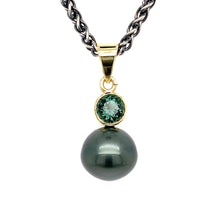 Load image into Gallery viewer, “Tantalising Teal Trinket” - Fijian Pearl &amp; Tourmaline Pendant
