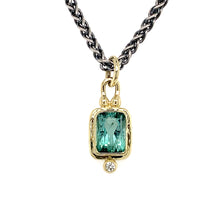 Load image into Gallery viewer, Lagoon Blue Tourmaline &amp; Diamond 14K Gold Pendant
