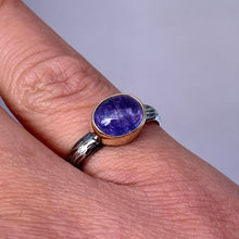 Load image into Gallery viewer, “Tanza Tonight # 3” - Tanzanite Cabochon Ring
