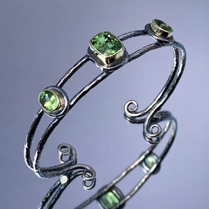 “Tendril Of The Forest” - Tourmaline & Peridot Bangle