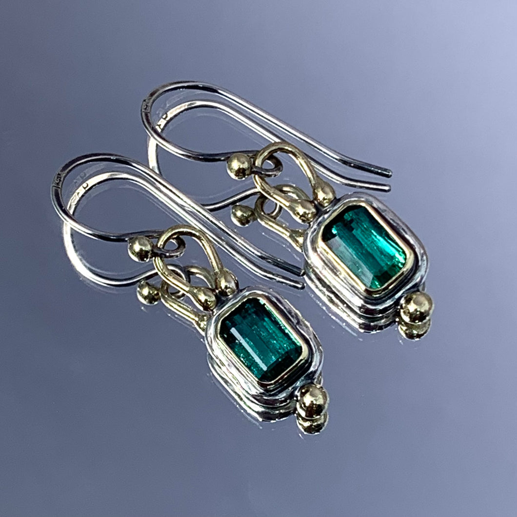 “Teal Elegance” Indicolite Tourmaline Earrings