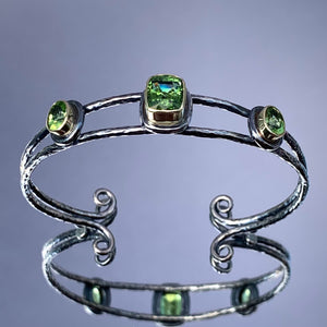 “Tendril Of The Forest” - Tourmaline & Peridot Bangle