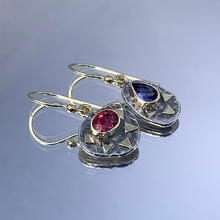 Load image into Gallery viewer, “Mismatch Made In Heaven” - Tanzanite &amp; Rubellite Tourmaline Earrings
