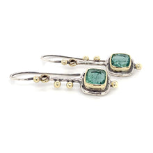 Load image into Gallery viewer, “The Keys To My Heart Belong To Her” - Teal Tourmaline 14K Gold &amp; Silver Earrings
