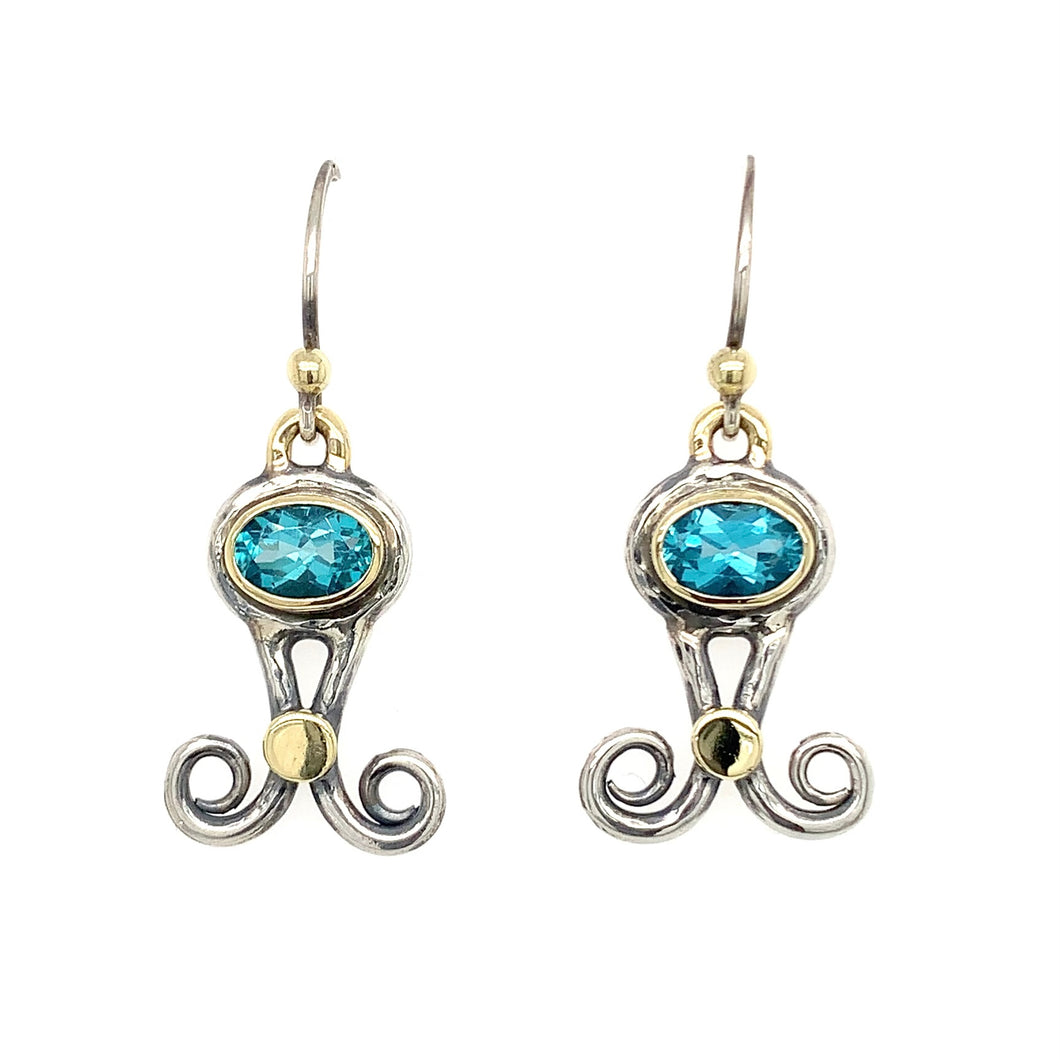 “She’s Wearing Mermaid Tails” - Neon Blue Apatite14K Gold & Silver  Earrings