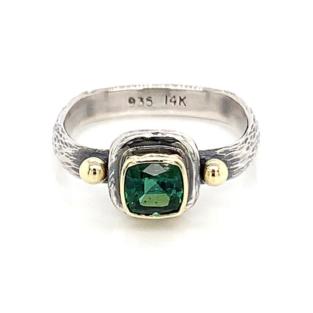 “Surreal” - Teal Indicolite Tourmaline 14K Gold & Silver Ring