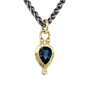 “Serenity” - Unheated Sapphire & Diamond 14K Gold Pendant