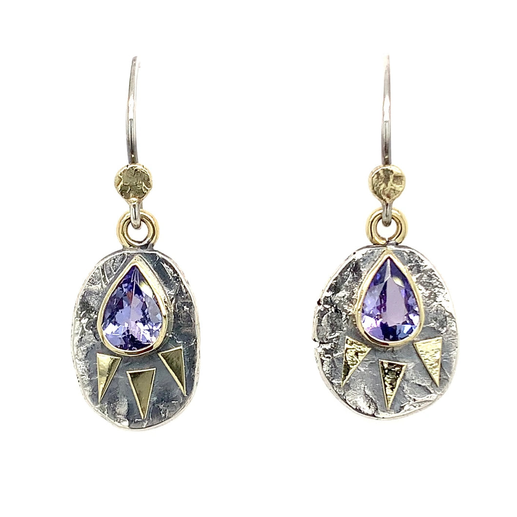 “Radiant” - Tanzanite 14K Gold & Silver Earrings