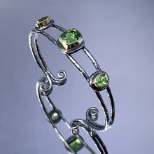 Load image into Gallery viewer, “Tendril Of The Forest” - Tourmaline &amp; Peridot Bangle
