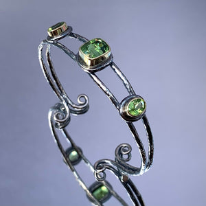 “Tendril Of The Forest” - Tourmaline & Peridot Bangle