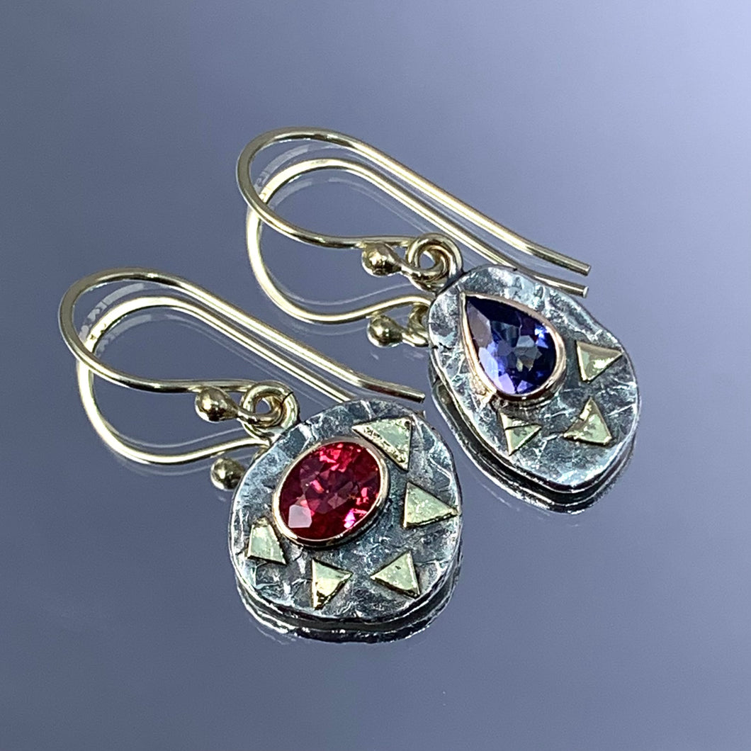 “Mismatch Made In Heaven” - Tanzanite & Rubellite Tourmaline Earrings