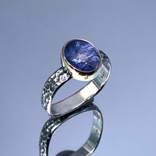 Load image into Gallery viewer, “Tanza Tonight #1” - Tanzanite Cabochon Ring
