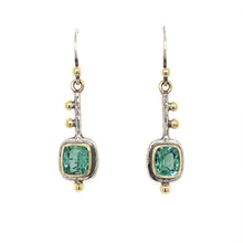 Load and play video in Gallery viewer, “The Keys To My Heart Belong To Her” - Teal Tourmaline 14K Gold &amp; Silver Earrings
