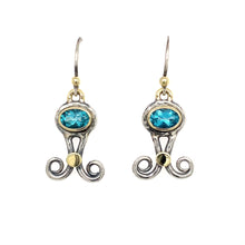 Load and play video in Gallery viewer, “She’s Wearing Mermaid Tails” - Neon Blue Apatite14K Gold &amp; Silver  Earrings
