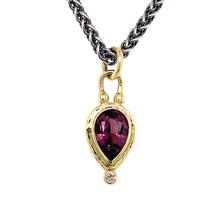 Load and play video in Gallery viewer, “Chateau Bordeaux” - Purple-Pink Spinel &amp; Diamond 14K Gold Pendant
