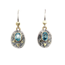 Load and play video in Gallery viewer, “Radiant” - Natural Blue Zircon 14K Gold &amp; Silver Earrings
