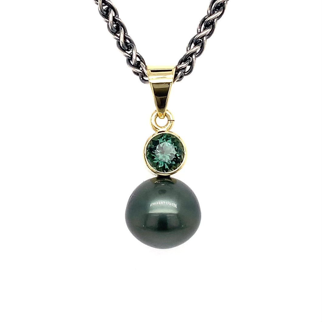 “Tantalising Teal Trinket” - Fijian Pearl & Tourmaline Pendant