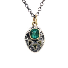 Load and play video in Gallery viewer, “Radiant” - Teal Green Indicolite Tourmaline 14K Gold &amp; Silver Pendant
