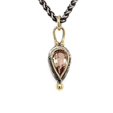 Load and play video in Gallery viewer, “She’s Got That Peachy Perfection” Peach-Pink Morganite Pear 14k Gold &amp; Silver Pendant
