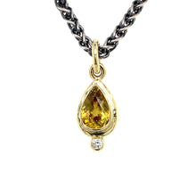 Load and play video in Gallery viewer, “She’s More Radiant Than A Diamond” - Sphene (Titanite) &amp; Diamond 14K Gold Pendant
