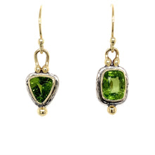 Load and play video in Gallery viewer, “She’s Lost In The Fern Forest” - Mismatch Peridot 14K Gold &amp; Silver Earrings
