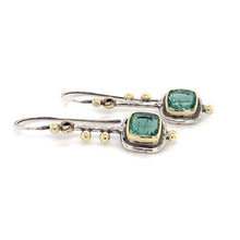 Load and play video in Gallery viewer, “The Keys To My Heart Belong To Her” - Teal Tourmaline 14K Gold &amp; Silver Earrings
